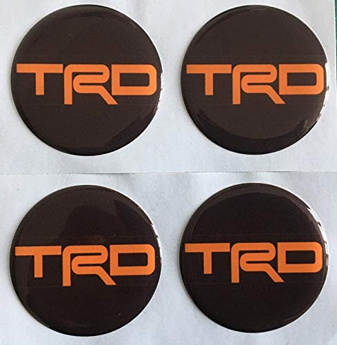 SCOOBY DESIGNS Toyota TRD Alufelgen-Aufkleber X4 MR2 Celica schwarz & orange (45 mm)