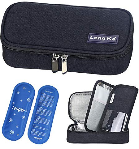 YOUSHARES Estuche de Viaje de Insulina - Bolsa de Viaje con Enfriador de Medicamentos Aislado para Almacenamiento de Pluma de Insulina y Viales para Diabéticos con 2 Bolsas de Gel (Negro)