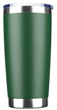 EcoMozz 20oz Tumbler Stainless Steel Vacuum Insulated Mug with Lid, Double Wall Travel Mug, Durable Powder Coated Coffee Cup, Suitable for Ice Drinks and Hot Beverage (Dark green 1pack)