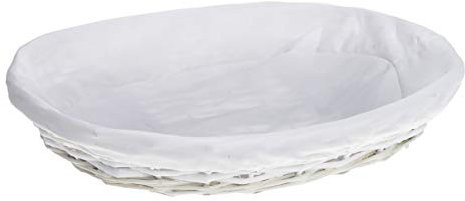 HERSIG - Bandeja Mimbre Natural | Cesta Mimbre Ovalada con Forro, sin Asas - 45 x 33 x 7 cm - Blanco