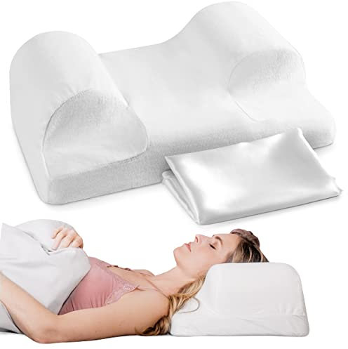 YourFacePillow Rückenschläfer-Schönheitskissen, Halswirbelnackenkissen mit Kontur-Memory-Schaum, ergonomische Nacken-, Rücken-, Schulterstütze, Rückenschlaf reduziert Hautdruck, Standard mit