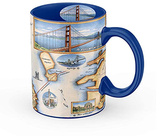 Xplorer Maps San Francisco Bay Map Keramiktasse (473 ml) – BPA-freie Kaffeetasse für heiße und kalte Getränke – perfekt für Büro, Zuhause oder Geschenk