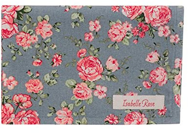 Isabelle Rose - Geschirrtuch Julia IRJU06 - blau mit Rose - 50 x 70cm, 100% Baumwolle