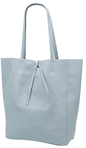 SH Leder ® Damen Echt Rindleder Shopper mit Innentasche in vielen Farben Schultertasche Henkeltasche 37x29cm Kora G266 (Hellblau)