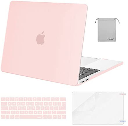 MOSISO Hülle Kompatibel mit MacBook Pro 13 Zoll 2024 2023 2022-2016 M2 M1 A2338/A2289/A2251/A2159/A1989/A1706/A1708,Plastik Hartschale&Tastaturschutz&Displayschutz&Lager Tasche,Kreide Rosa