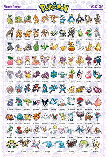 ABYSTYLE Pokémon Sinoh 61 x 91,5 cm / 24,2 x 35,8 Zoll Maxi-Poster – Gerollt geliefert – Kunstposter – Wandposter – Poster & Drucke | Pokémon Merchandising