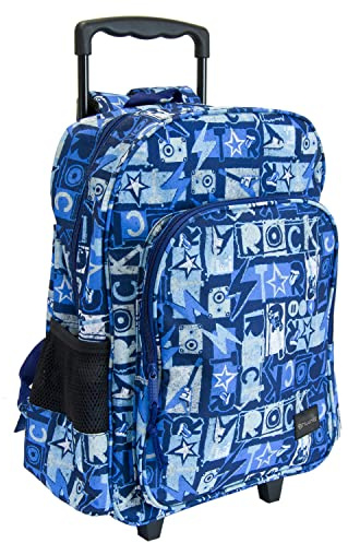 OFITURIA Com0455xrockstar, Zaino Scolastico Per Bambini Con Carrello Compatto Manico Estraibile Composto Da Una Tasca Front Unisex E Ragazzi, Rock Star, L