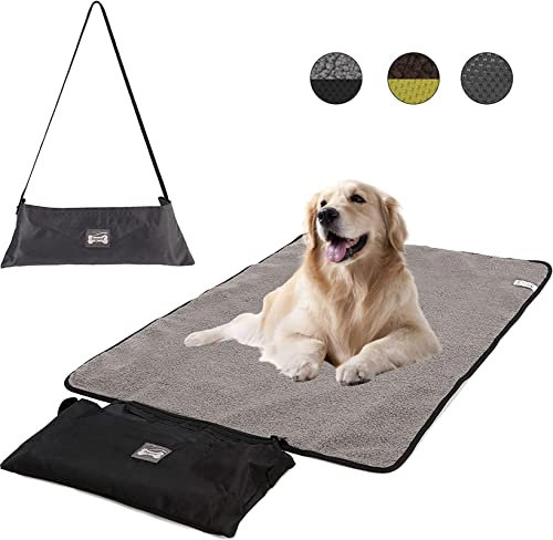 Bibykivn Manta Perro,Manta para Mascotas,Manta Impermeable Perro,Plegable y portátil, Tela Oxford fácil de Limpiar, Disponible en Ambos Lados,Parques, Viajes para Acampar, 100 * 70 cm (Negro)