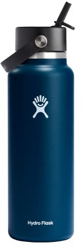 Hydro Flask 40 Oz Wide Flex Straw Cap Bottle - Insulated Stainless Steel - Wide Straw Lid, Non Spill, Leakproof in Indigo