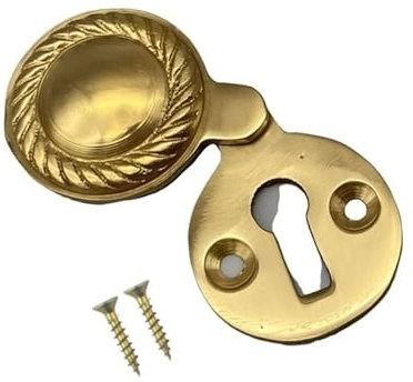 TERF® Polished Brass Georgian Escutcheon Covered 35mm Key hole Cover Escutcheon including Fixing Screw - Pack of 1