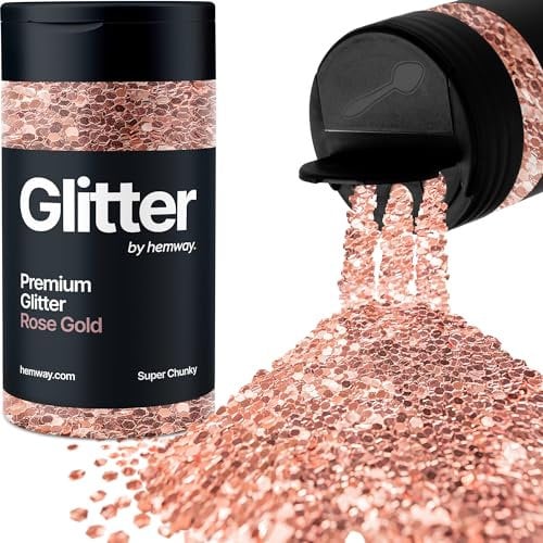 Hemway Premium Glitter Shaker - Rose Gold | Super Chunky Metallic Flake Sequins for Resin & Epoxy Crafts | Craft Supplies for Tumblers, Festival, Hair, Face, Body, Eye & Nail Art | 115 g