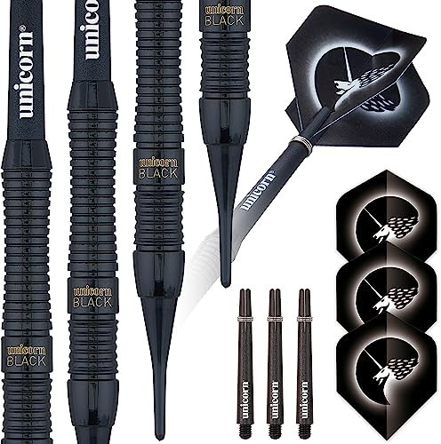 Unicorn Core Plus|Style 1|Black|Soft Tip Darts, Schwarz, 16 g