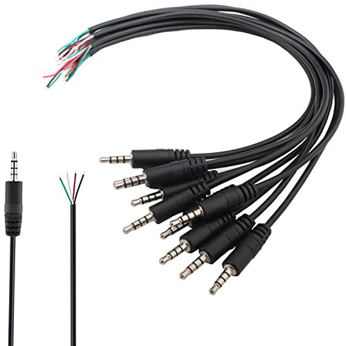 VISSQH 10-Pack Clavija Jack 3.5mm,Cable de Audio Conector 3.5mm,Conector TRRS Macho 4Polos Conectores 3.5mm para soldar Mini Jack Estereo para Reparar y reemplazar Auriculares estéreo DIY