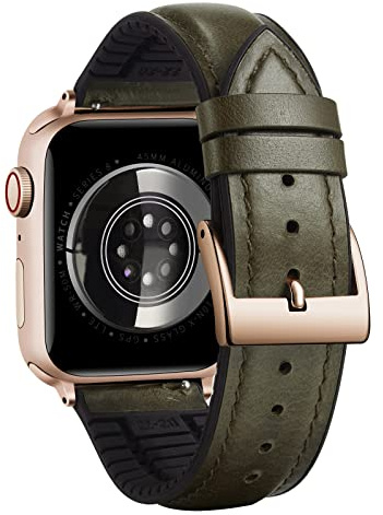 BINLUN Compatible with Apple Watch Strap 49mm 46mm 45mm 44mm 42mm 41mm 40mm 38mm Oil Wax Leather and Silicone Hybrid Replacement Band Compatible with iWatch Ultra SE SE2 Series 10/9/8/7/6/5/4/3/2/1