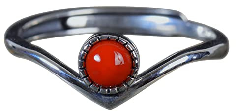 NicoWerk Damen Silberring Rot aus 925 Sterling Silber Schmal Vintage mit Stein Achat Filigran Geschwungen Verstellbar Offen SRI902
