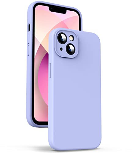 Supdeal Custodia in Silicone Liquido per iPhone 13, [Protezione Fotocamera] [Anti-Impronta Digitale] [Ricarica Wireless], Cover Case in Microfibra Incorporata, 6,1, Viola