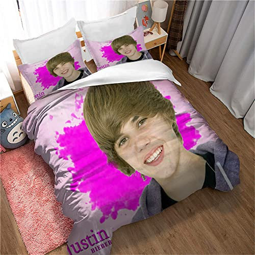 Bettwäsche Winterbettbezug Mit 2 Kissenbezügen 50 X 75 cm Weiche Justin Bieber Sängerin Winterbettwäsche-Sets Mikrofaser Für Hotels Familien (Bild 01,200 x 200 cm)
