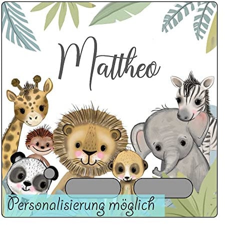 My Sweetheart® Schutzfolie für Toniebox mit Namen Afrikatiere Safari Tonie Figur Folie selbstklebend personalisiert WISCHFEST ABRIEBFEST LED durchscheinend Aufkleber