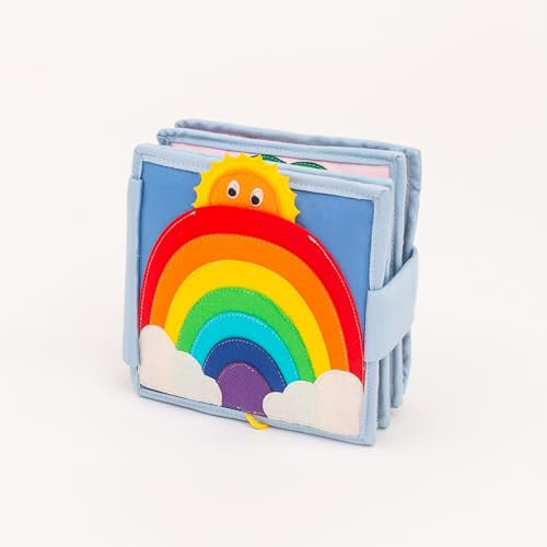 Jolly Designs – Mini Quiet Book Sonnenschein – Montessori Spielzeug ab 18 Monaten – Motorik & Kreativität fördern – Busy Book aus Filz – Handgefertigtes Filzbuch – Perfekt für unterwegs & Reisen