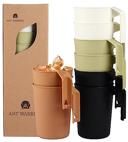 Ant Warrior Trinkbecher, 8er Plastikbecher mehrweg, 350 ml Camping tasse, BPA-frei, unzerbrechliche Tassen für kinder und erwachsenen, mikrowellengeeignet, spülmaschinenfest