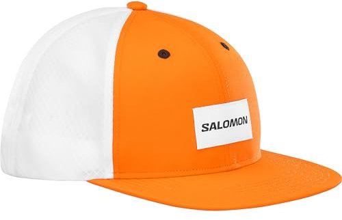 Salomon Trucker Gorra Trail Running Senderismo Trail Running Senderismo MTB Plana Unisexo, Atrevida, pero versátil, Contenido reciclado, Comodidad transpirable, Naranja, M/L