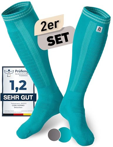 CORE GORIMO – 2 Paar – Skisocken aus Merino – angenehm warm und super weich – Optimale Unterstützung beim Skifahren für Damen und Herren (35-38, Retroblau)