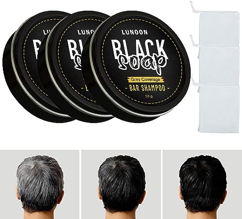 Grau Glanz Seife Soap Cover 3 Stück Grauglanz Haar Grau Glanz Haar Revitalisierungsbar Natural Darkening Grau Glanz Haare Grau Glanz Haarseife Natural Grey Hair Removal Soap mit 3 Schäumende Netz