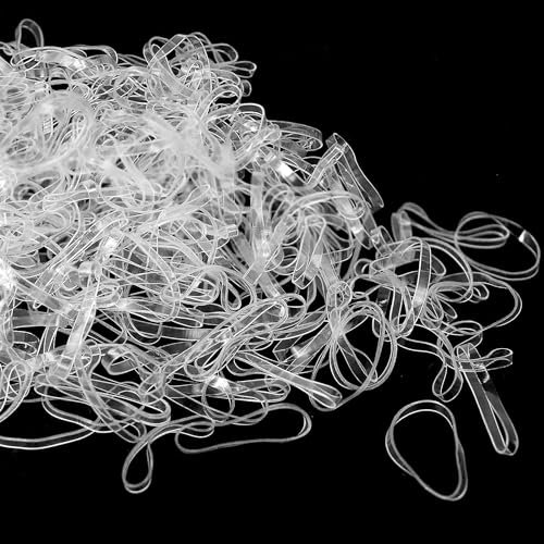 Mini Rubber Bands, 300pcs Clear Elastic Bands, Soft Hair Elastics Ties for Kids, Braids, Wedding Hairstyles and More