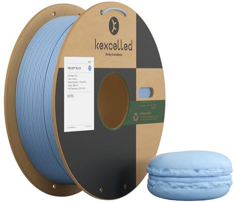 kexcelled Macaron Matte PLA Filament 1,75 mm, PLA Rolle, 3D Drucker Filament, Glanzfreie Farbe, 1 kg Pappspule (2,2 lbs) +/- 0,03 mm, Matte Oberfläche, Eisblau