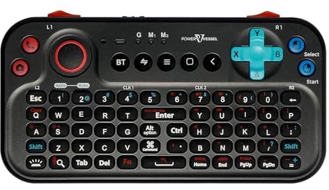 FUNDIAN Bluetooth Pocket Keyboard V2 with Jog Mouse and Audio, Black, Remote Wireless Controller Compatible with Smartphone, Laptop, Tablet, Nvidia Shield TV, Xiaomi TV Stick, Mi Box, Fire TV