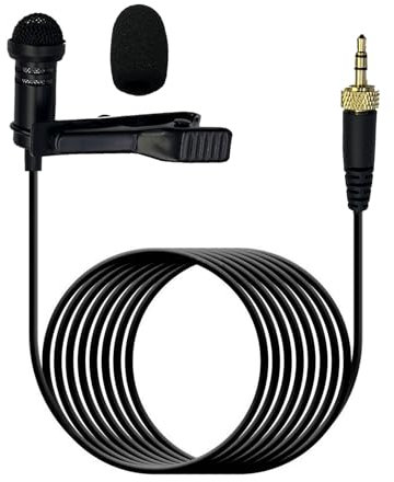 NewTH Lavalier Lapel Microphone 3.5mm Compatible with Sennheiser Wireless System Bodypack Transmitter Omnidirectional Condenser Mic for YouTube, Interview, Studio, Video Recording, 5ft/1.5M