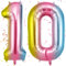 OFFCUP Farbverlauf Zahl Luftballoon, Riesige Folienballon Zahl 10, 40 Zoll Helium Ballons Geburtstag zahlen Luftballon Geburtstagsdeko Zahlenballon Jubiläumsparty Dekoration Bunt Folienzahlen Ballons