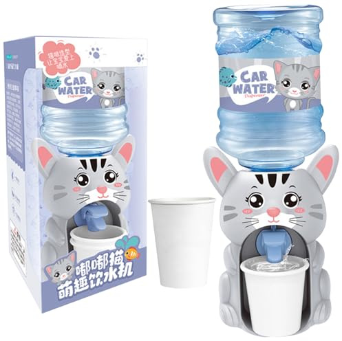 1pc Mini Distributeur d'eau pour Enfants Mignon caricot Animal Mini Distributeur de Boisson Semblable à Jouer avec 2 Tasses de fontaines d'eau détachables Portables Toys pour Enfants Cadeau Chat.