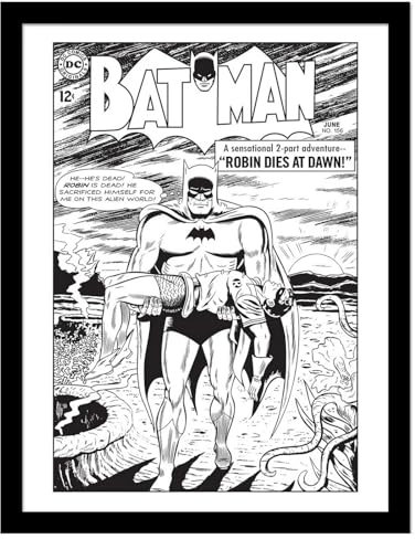 Batman - Gerahmtes Poster Robin Dies At Dawn, Comic-Titelbild (45 cm x 35 cm) (Schwarz/Weiß)