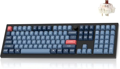 Keychron V6 Max Fullsize Custom Wireless Mechanische Tastatur, 2.4 GHz/Bluetooth/USB-C 3-Mode RGB, QMK/VIA Programmierbare Makros, Hot-Swap PBT Tastenkappen für Mac Windows Gateron Jupiter Brown