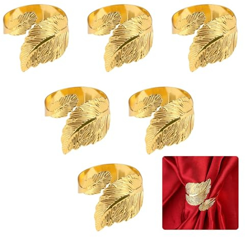 Kasoud Leaf Napkin Rings, 6PCS NapkinRings, Foliage NapkinRings, Party NapkinRings for Wedding Party Table Setting Table Decoration (Gold, Standard)