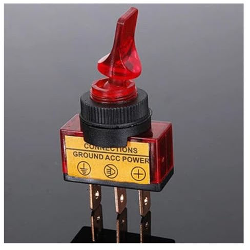 12V 20A Led Illuminate Flick Rocker Button Toggle Switch ON-OFF Light Connections Ground Power ASW-14D NWPNLXEA(Red)