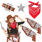 HIFOT 7 Pièces Pistolet Cowboy Costume Accessoires Deguisement Enfant Homme Holster Western Ceinture Bandana Badges Jouet Halloween Femme Carnaval Cosplay