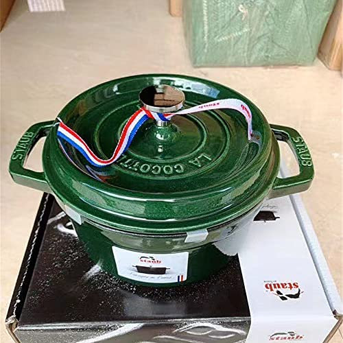 CRBUDY Marmite en Fonte avec Couvercle - Cocotte émaillée antiadhésive allant au Four - Cocotte Ronde en Fonte - Faitouts en Fonte émaillée avec Couvercle Vert 24 cm