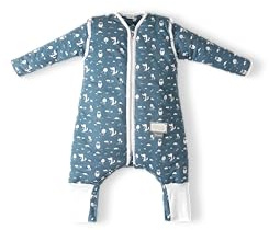 MOOVO by Nuvita 90250 | Schlafsack mit Fuß und faltbaren Socken, Bio-Baumwolle, OEKO TEX zertifiziert, TOG 2.5 | Größe: 4 Jahre | Powder Blue