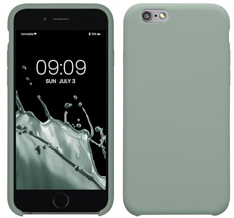 kwmobile Hülle kompatibel mit Apple iPhone 6 / 6S Hülle - Silikon Handy Case - Handyhülle weiche Oberfläche - kabelloses Laden - Rainwashed Grün