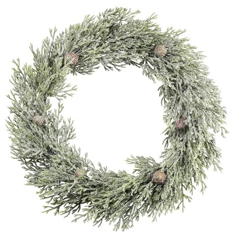 CREATIV green künstlicher Zypressenkranz mit Zapfen & Frost 36cm I Weihnachtskranz mit künstlichen Zypressenzweigen & Zapfen I glitzernder Weihnachtskranz I Adventskranz künstlich I Türschmuck