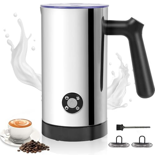 Montalatte elettrico 4 in 1 in acciaio inox con schiuma fredda e calda per latte, cappuccino, rivestimento interno antiaderente