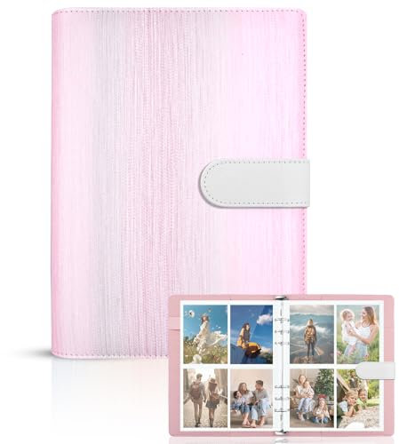 Fotoalbum A5 Binder, Fotobuch Fotoalbum klein photocard Binder PU Leder Bindemittel mit 240 Kartenfächern Sammelalbum Karten, Fotoalbumhüllen für Fujifilm Instax Polaroid Mini Photo (Rosa)