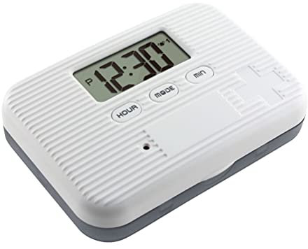 JTLB Pillenspender mit Alarm, Elektronischer Pillen-Organizer mit LCD-Display, 6 Fächer, Digitale Pillenerinnerung, für den Außenbereich, Tragbare Mini-Pillendose mit Alarm (grau)