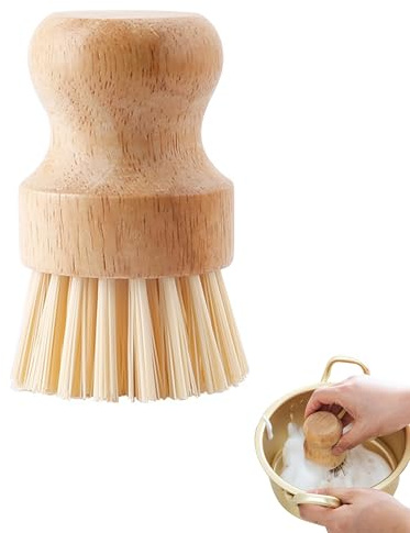 Madera para Setas,Cepillo de Limpieza Utensilios Cocina para Fregar Platos Ollas Sartenes Fregadero Limpiar Frutas y Verduras Limpieza Fácil de Setas Patatas Cerdas de Sisal Natural
