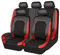 VAEVEN Auto Sitzbezüge für Renault Clio 4 IV 2015 2016, Leder Autositzbezüge Set 5 Sitzer Autositzschutzbezug Auto-Schonbezüge, Wasserdichter Sitzschoner, Auto Zubehör,D Black+Red