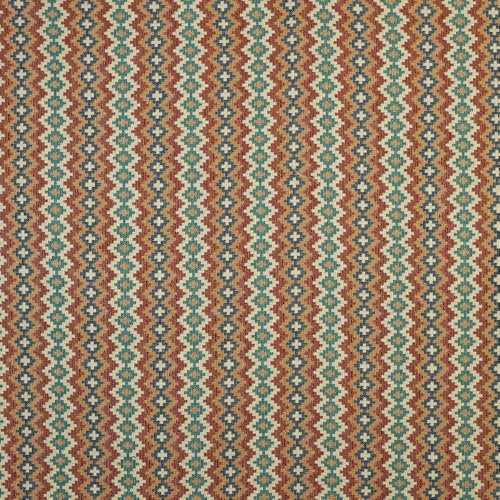 Kt KILOtela - Polsterstoff, Jacquard Gobelin, Stuhlbezug, Kissen, Kopfteil, Sofa, Taschen, robust, Nähen, 100 cm lang x 280 cm breit, geometrisch, Jalisco, Blau, Braun, 1 Meter