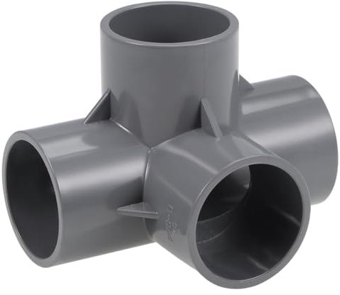 TOP-VIGOR Lot De 4 Raccords PVC 4 Voies À 90° 40mm, Connecteur En T Pour Tuyau D'Arrosage, Jonction D'Angle Pour Systèmes D'Irrigation, Serres Et Projets DIY, Gris