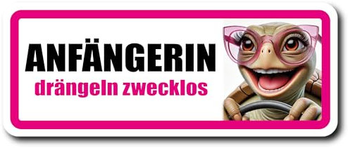 Fahranfänger Magnet Schild (20 x 8 cm) – Lustiges Auto-Magnetschild mit Spruch & witzigem Motiv – Alternative zu Aufkleber – Geschenk zum Führerschein (Mädels)